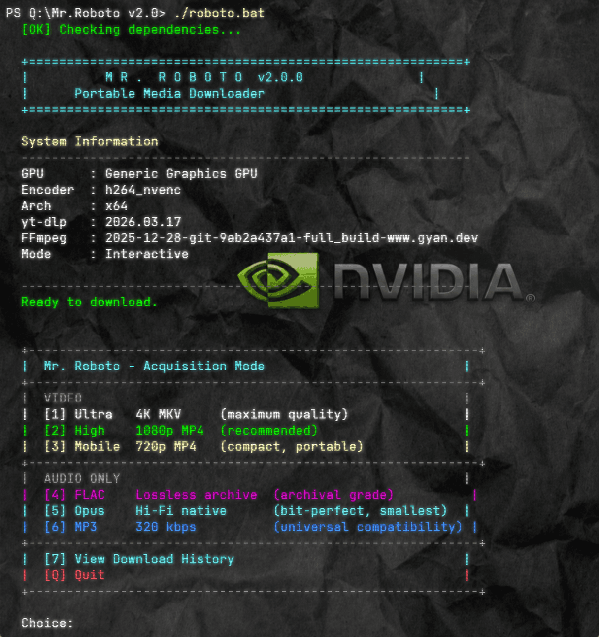 Default Windows launcher view when Mr. Roboto starts.